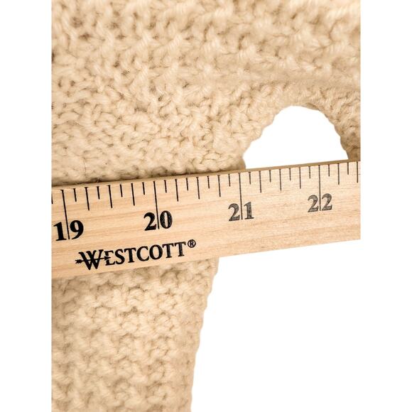 VTG Handmade Knit Cardigan Womens S Cream Fishermans Sweater Boho Cntry Cottage - Picture 4 of 8
